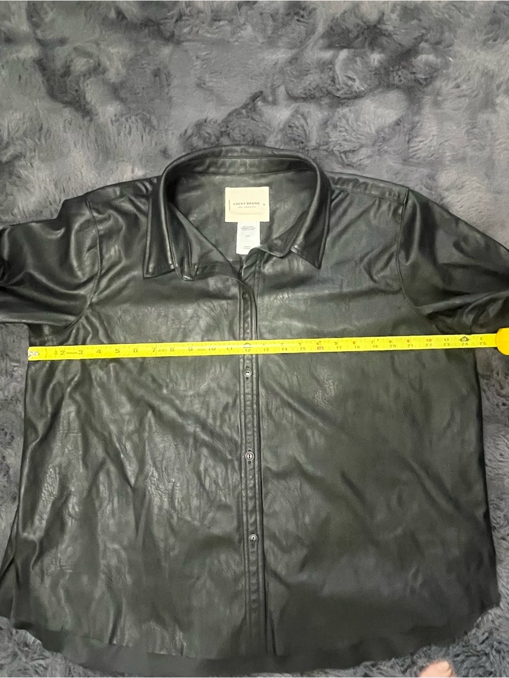 Lucky Brand Woman’s Black Faux Leather Button-Front Shirt  Size XL - Picture 11 of 11